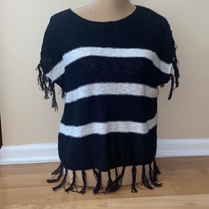 Black & White fringe sweater